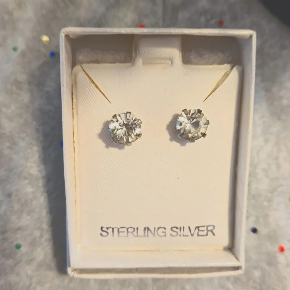 Sterling silver CZ crystal stud earrings
